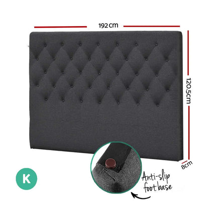 Bed Head Headboard King Size Fabric - Cappi Charcoal