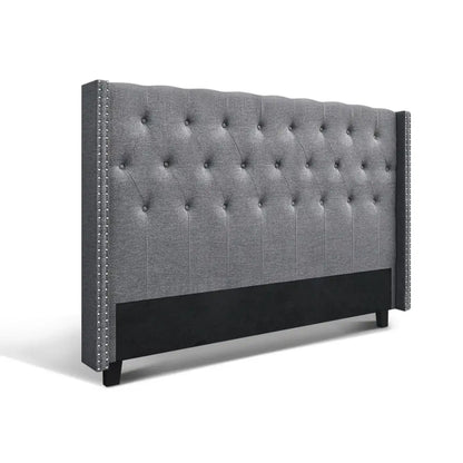 Bed Head Headboard King Size Fabric - Luca Grey