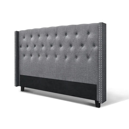 Bed Head Headboard King Size Fabric - Luca Grey
