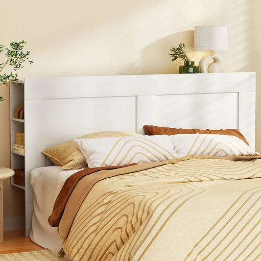 Bed Head Headboard King with Shelves - Cabi White