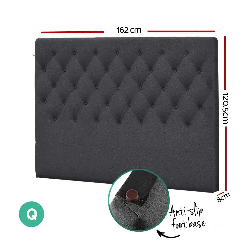 Bed Head Headboard Queen Size Fabric - Cappi Charcoal
