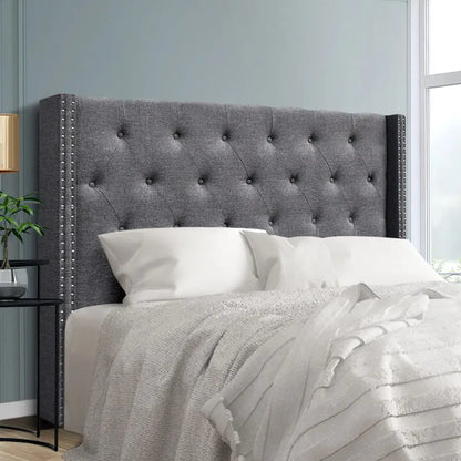 Bed Head Headboard Queen Size Fabric - Luca Grey