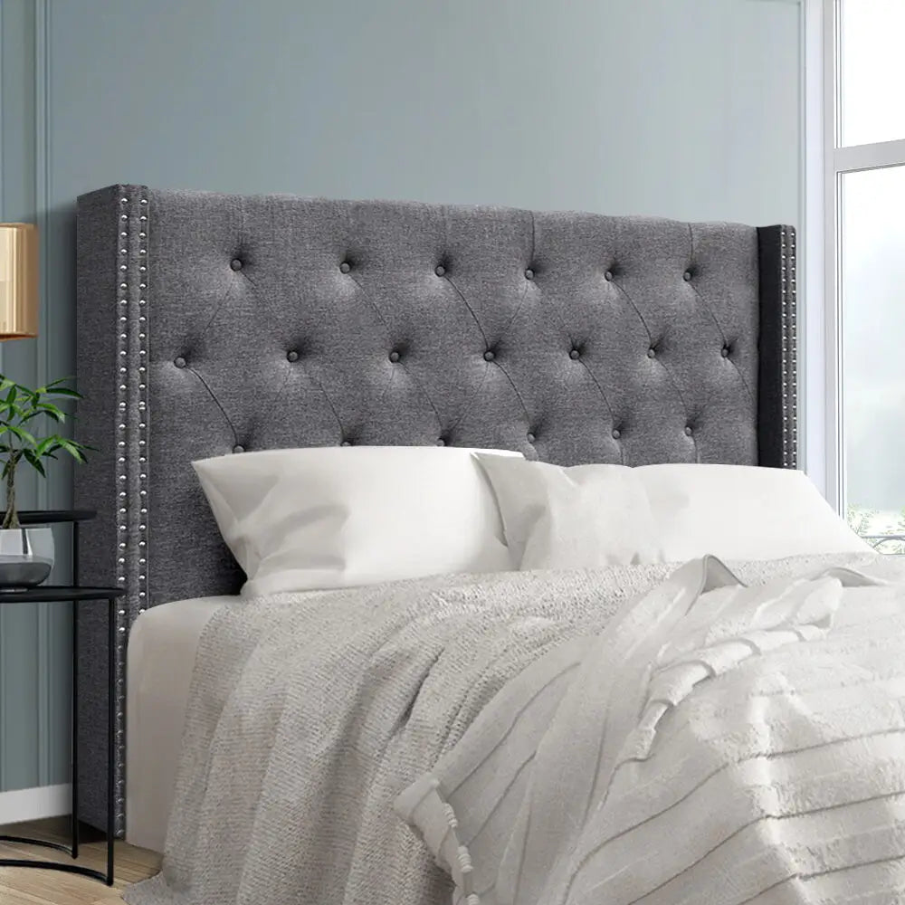 Bed Head Headboard Queen Size Fabric - Luca Grey