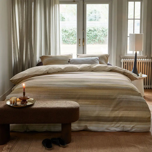 Bedding House Elie Natural Cotton Sateen Quilt Cover Set King
