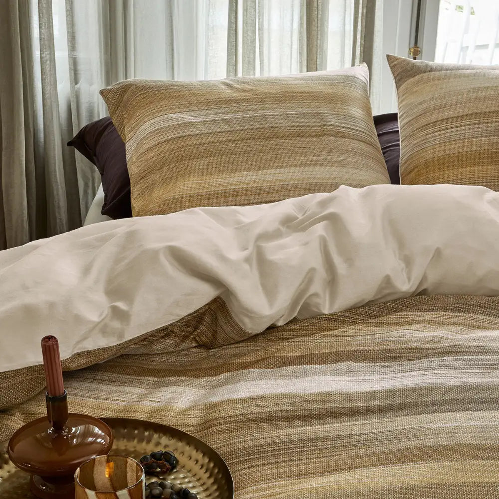 Bedding House Elie Natural Cotton Sateen Quilt Cover Set Queen
