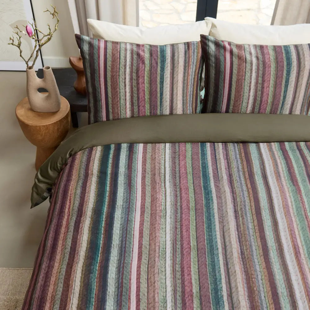 Bedding House Roman Multi Cotton Stripe Quilt Cover Set King