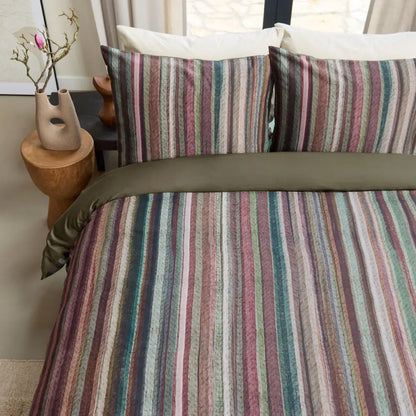 Bedding House Roman Multi Cotton Stripe Quilt Cover Set King
