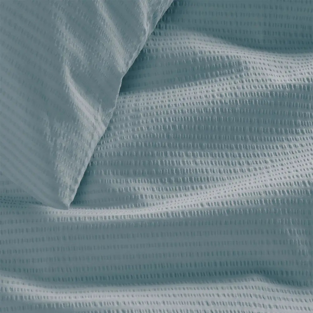 Bedding House Summer Blue Grey Seersucker Cotton Quilt Cover Set King