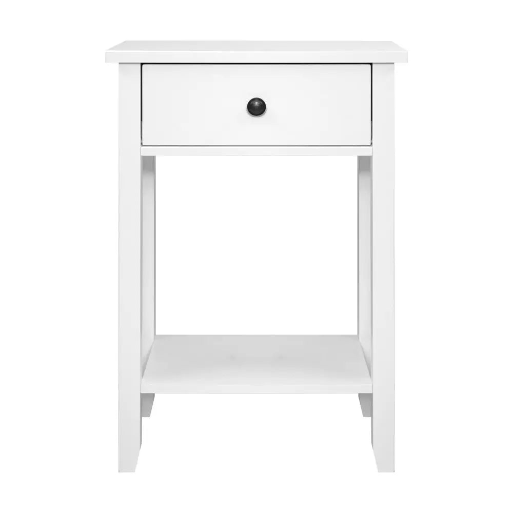 Bedside Table 1 Drawer with Shelf - Bowie White