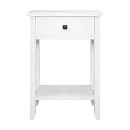 Bedside Table 1 Drawer with Shelf - Bowie White
