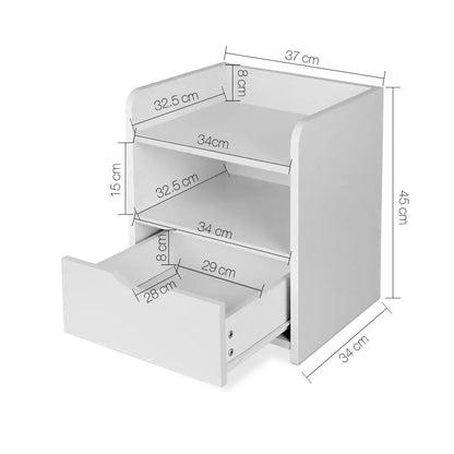 Bedside Table 1 Drawer with Shelf - Fara White