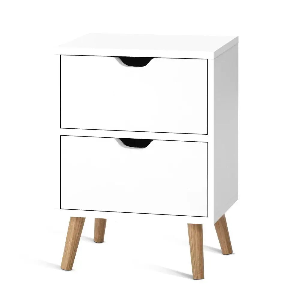 Bedside Table 2 Drawers - Boden White