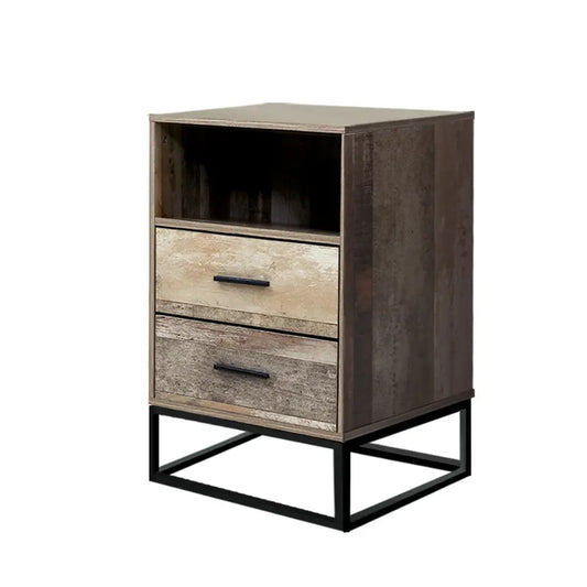 Bedside Table 2 Drawers with Shelf - Badan