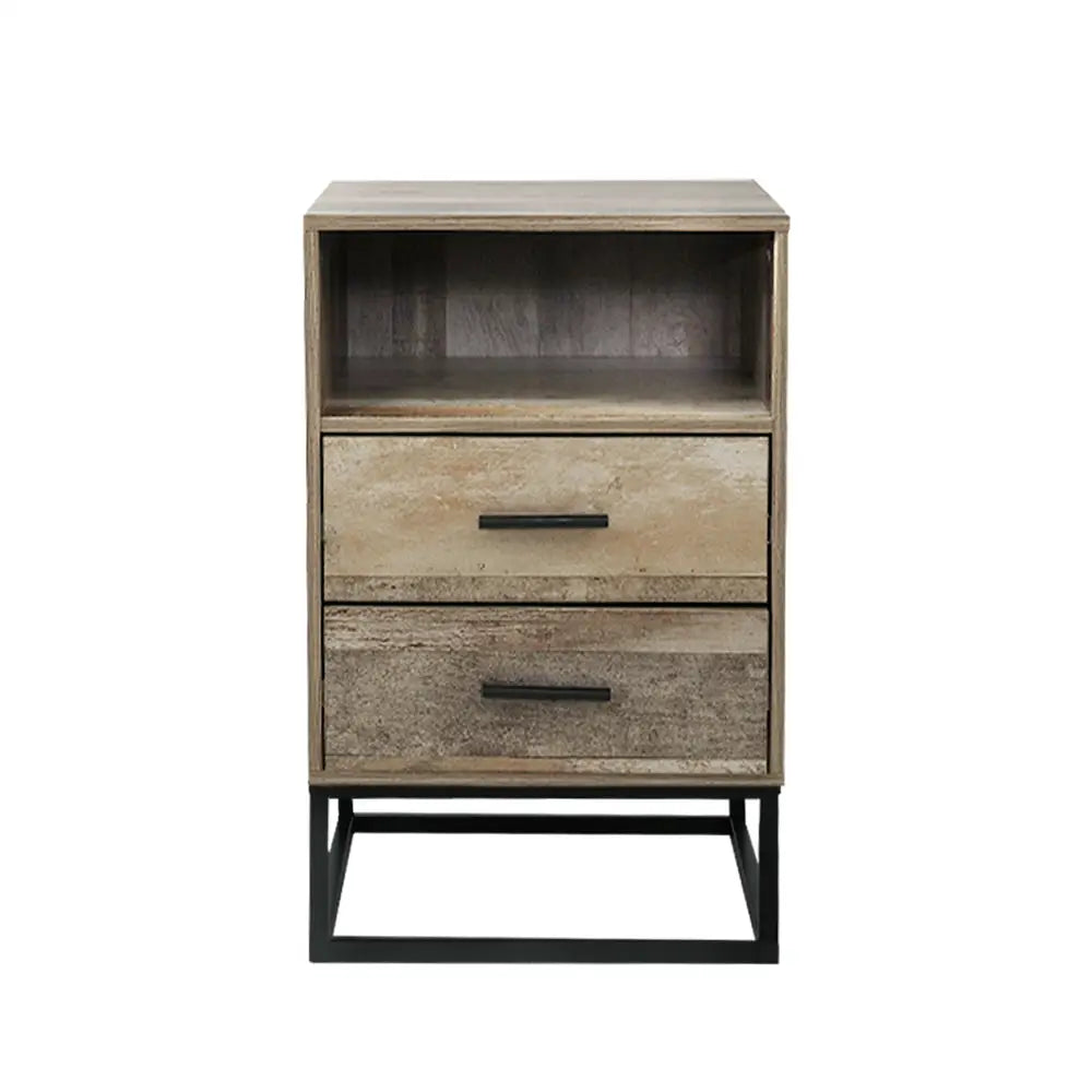 Bedside Table 2 Drawers with Shelf - Badan