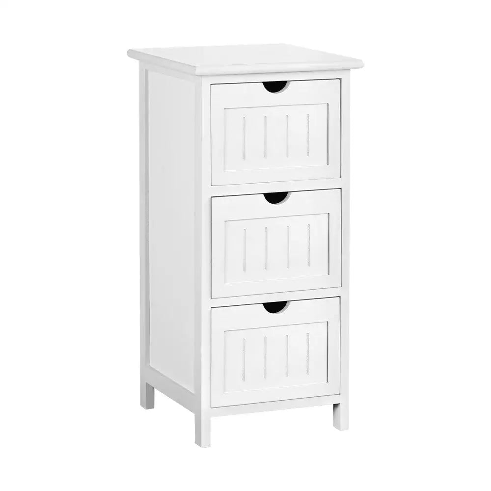 Bedside Table Bathroom Storage Cabinet 3 Drawers White