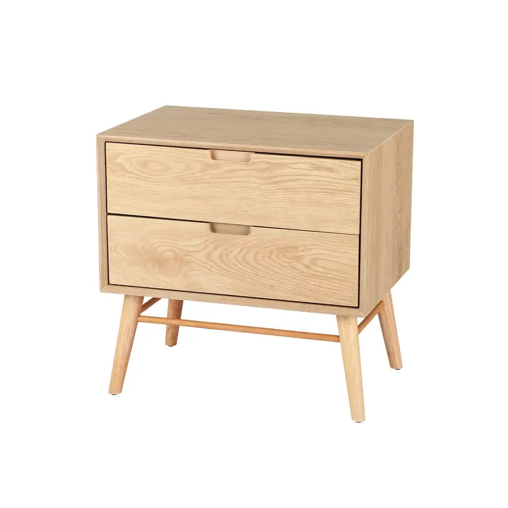 Bedside Table Drawers Side End Storage Cabinet Nightstand Oak Gino