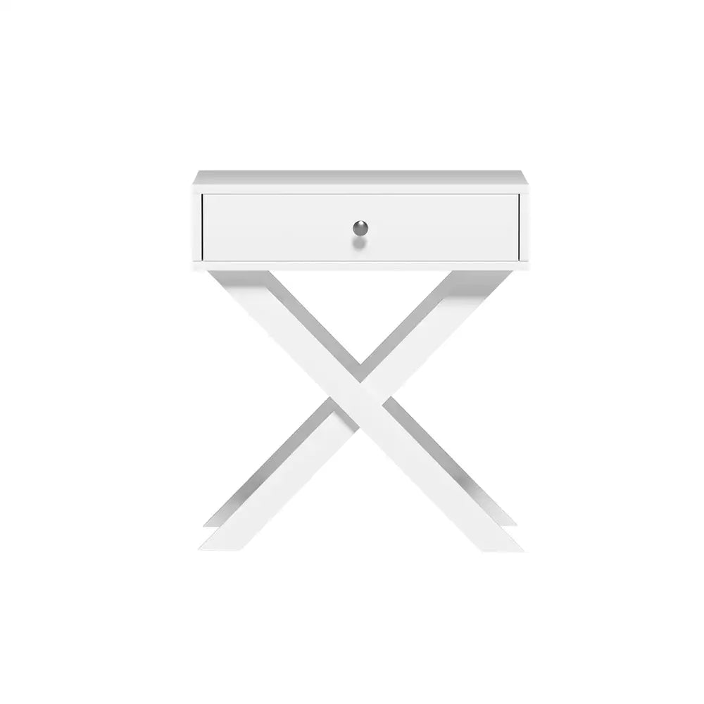 Bedside Table Drawers Side Storage Cabinet Nightstand White Qara