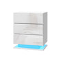 Bedside Table Led 3 Drawers - Mori White