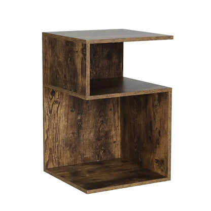Bedside Table Shelves Side End Storage Nightstand Rust Oak Umeni