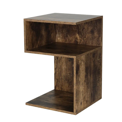 Bedside Table Shelves Side End Storage Nightstand Rust Oak Umeni
