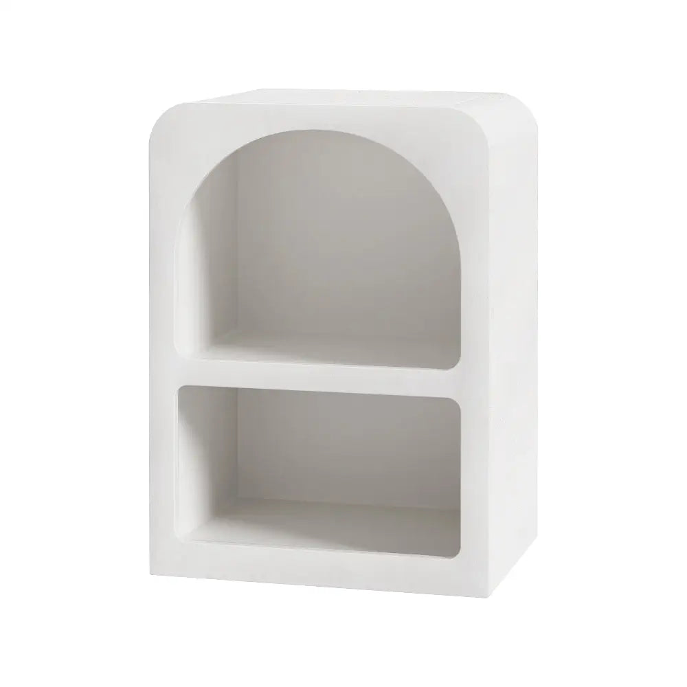 Bedside Table Shelves Side End Storage Nightstand White Arched