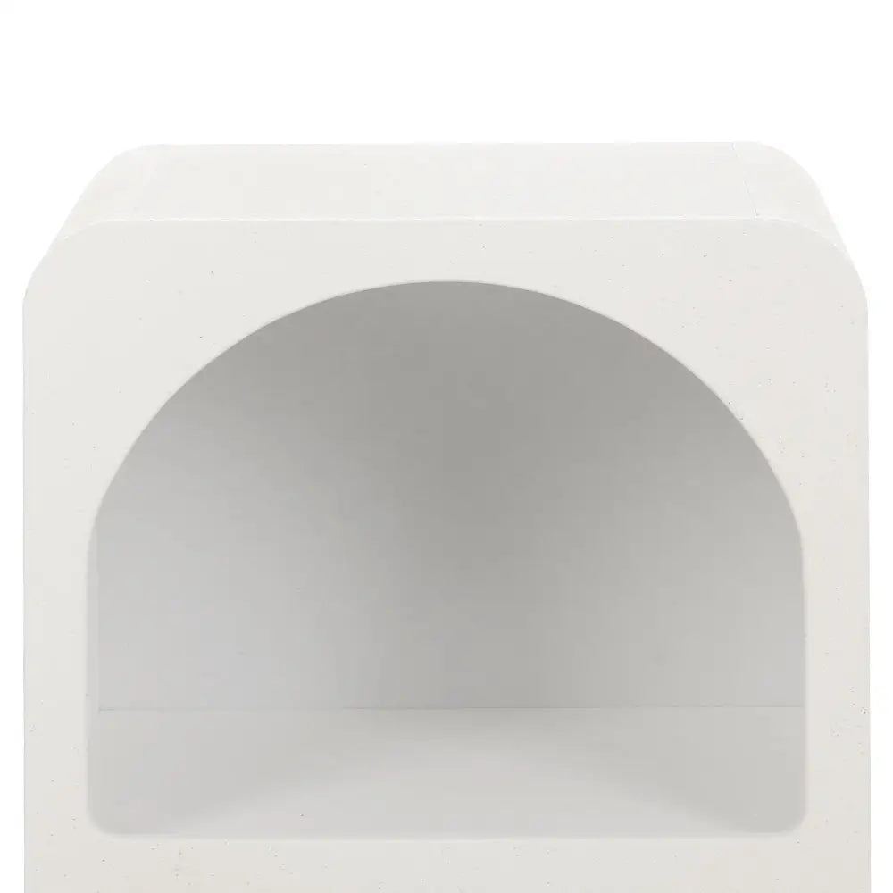 Bedside Table Shelves Side End Storage Nightstand White Arched