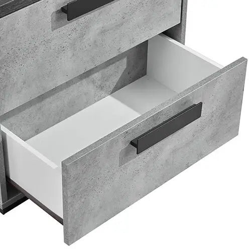 Bedside Table with 2 Storage Drawers Mdf Combination of Black & Cement Colour Nightstand