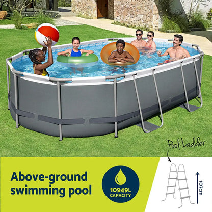 Bestway 488x305x107cm Swimming Pool Steel Frame Set W/ Pump Filter Ladder Cover
