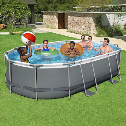 Bestway 488x305x107cm Swimming Pool Steel Frame Set W/ Pump Filter Ladder Cover