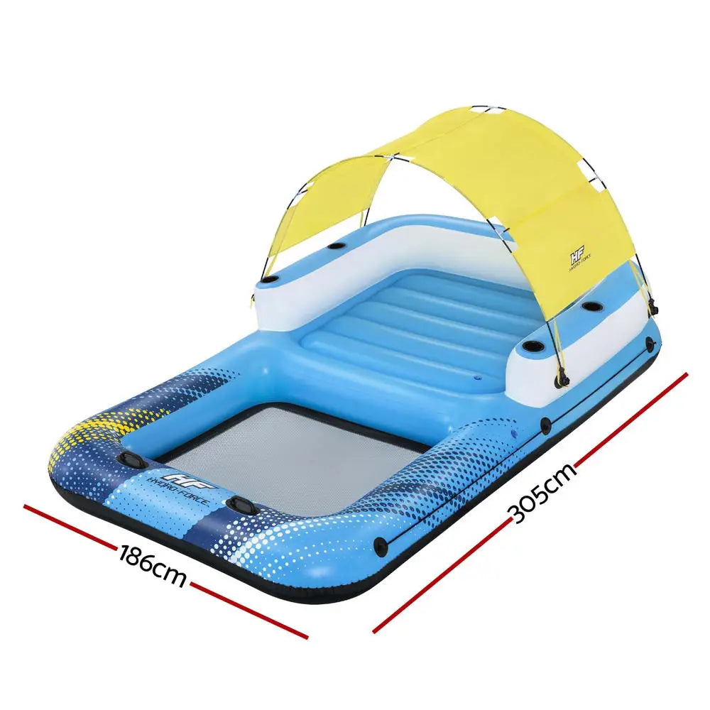Bestway Inflatable Floating Island Float Lounger Sunshade Pool Bed 3.05mx1.86m