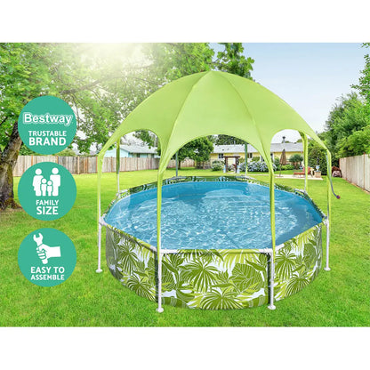 Bestway Kids Pool 244x51cm Steel Frame Swimming Play Pools Canopy 1688l