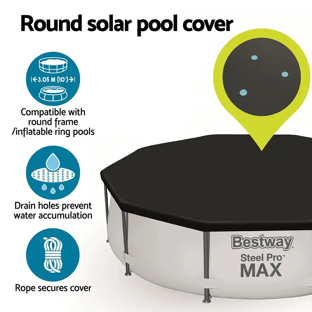 Bestway Pool Cover Fits 3.05m Round Above Ground Swimming Pvc Blanket