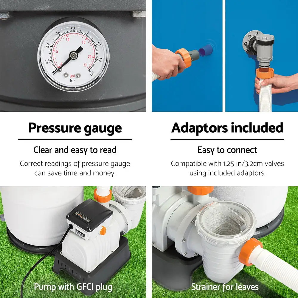 Bestway Pool Pump Sand Filter 2200gph 8327l/h Pools Flowclear Filters