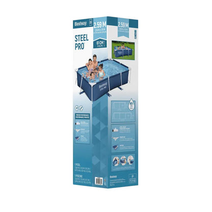 Bestway Swimming Pool 259x170x61cm Steel Frame Above Ground Pools 2300l
