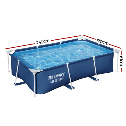 Bestway Swimming Pool 259x170x61cm Steel Frame Above Ground Pools 2300l