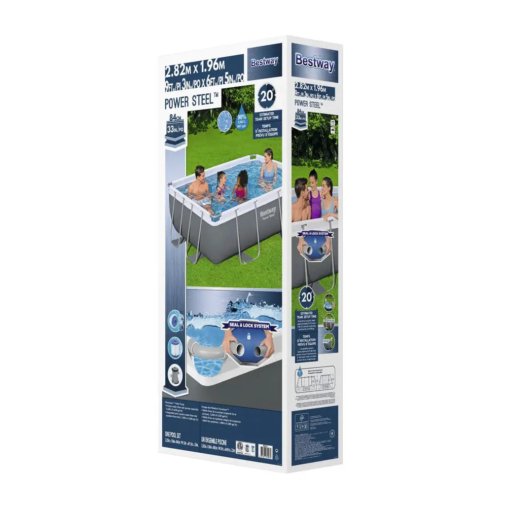 Bestway Swimming Pool 282x196x84cm Steel Frame Above Ground Pools Filter Pump 3662l