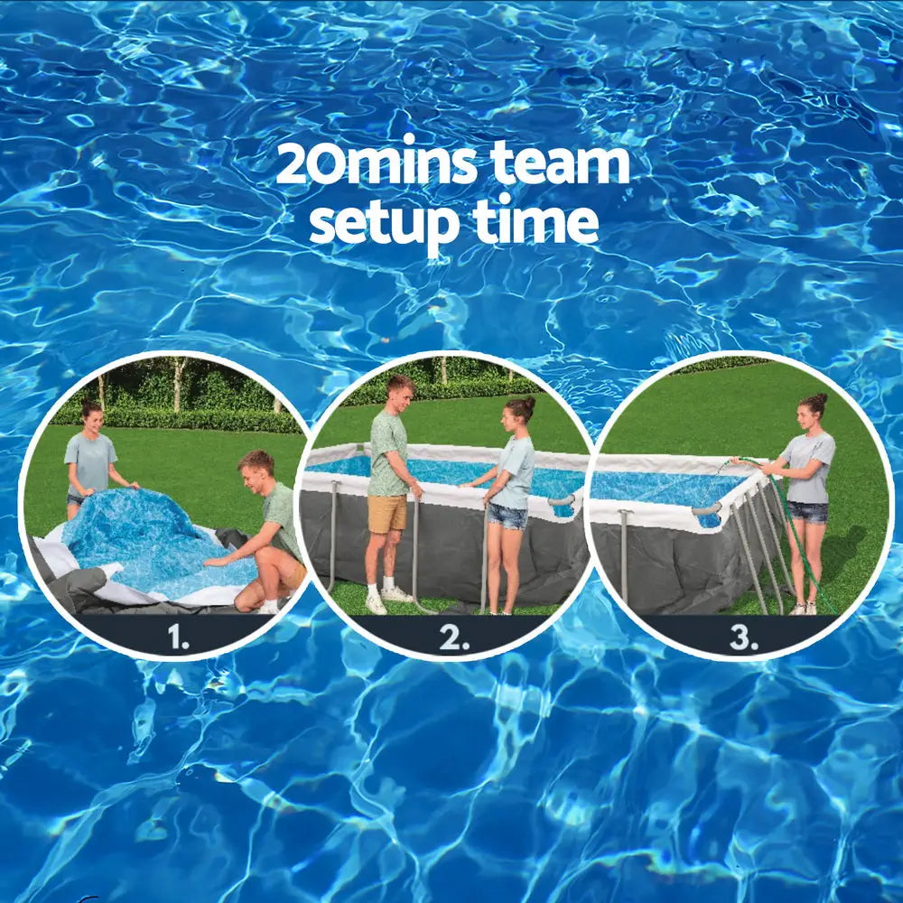 Bestway Swimming Pool 282x196x84cm Steel Frame Above Ground Pools Filter Pump 3662l