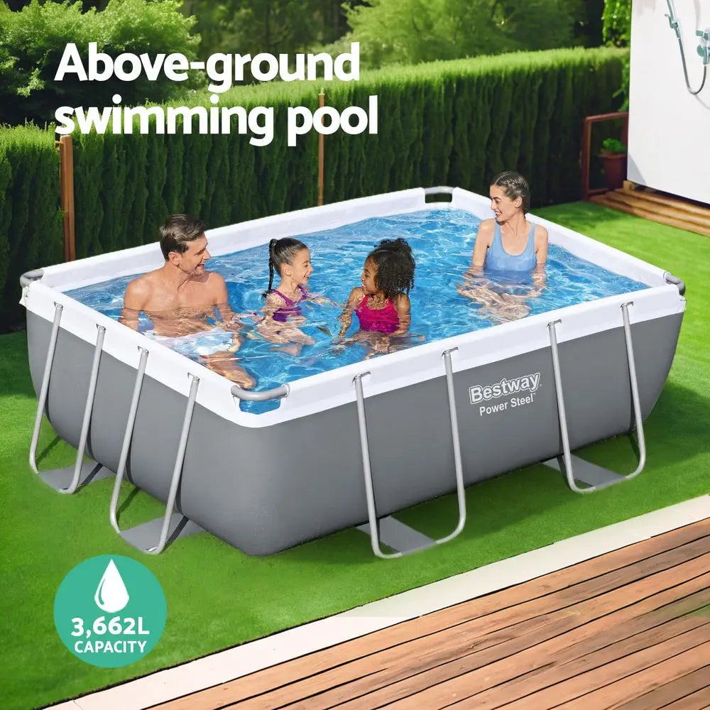 Bestway Swimming Pool 282x196x84cm Steel Frame Above Ground Pools Filter Pump 3662l
