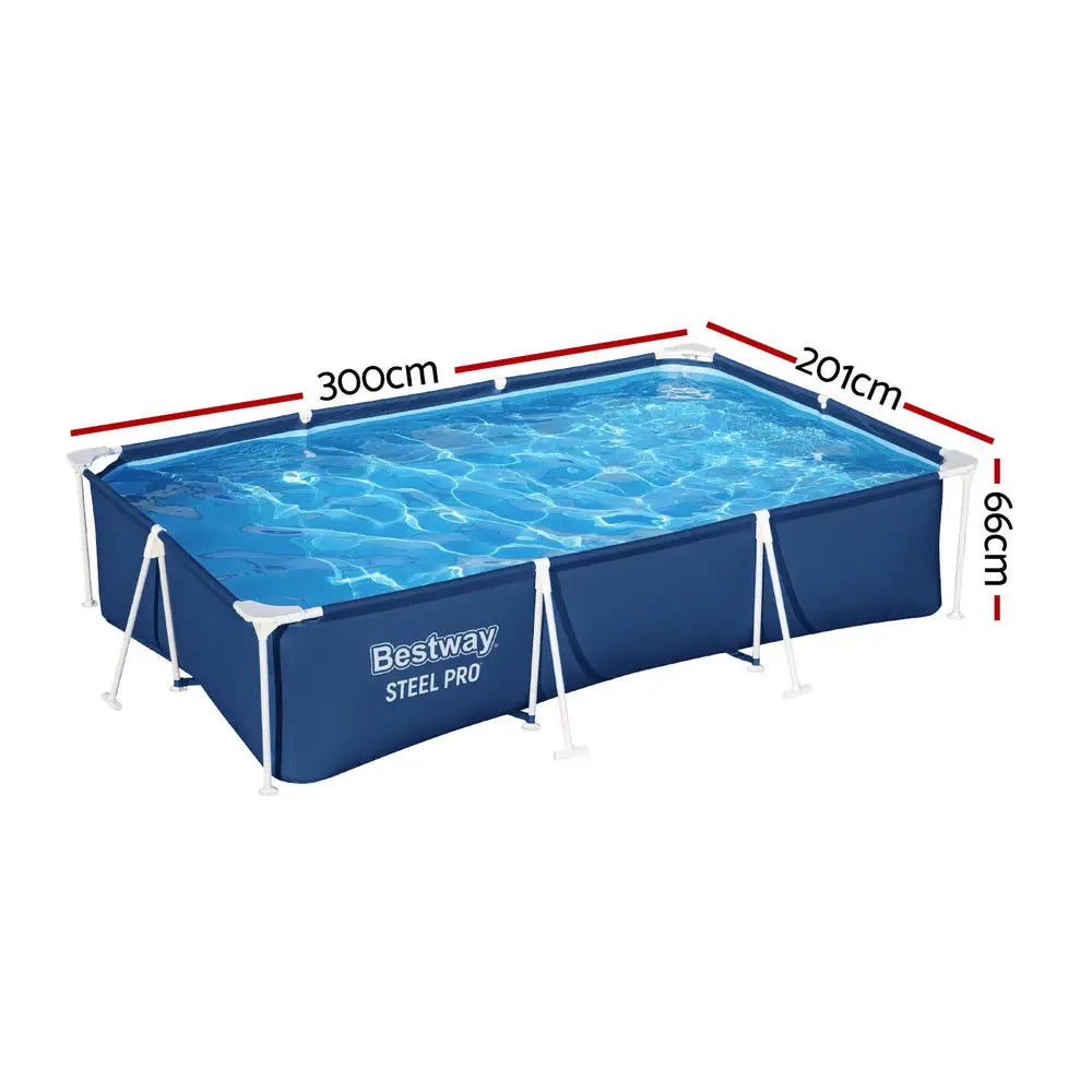Bestway Swimming Pool 300x201x66cm Steel Frame Above Ground Pools 3300l