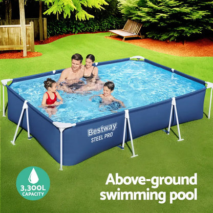 Bestway Swimming Pool 300x201x66cm Steel Frame Above Ground Pools 3300l