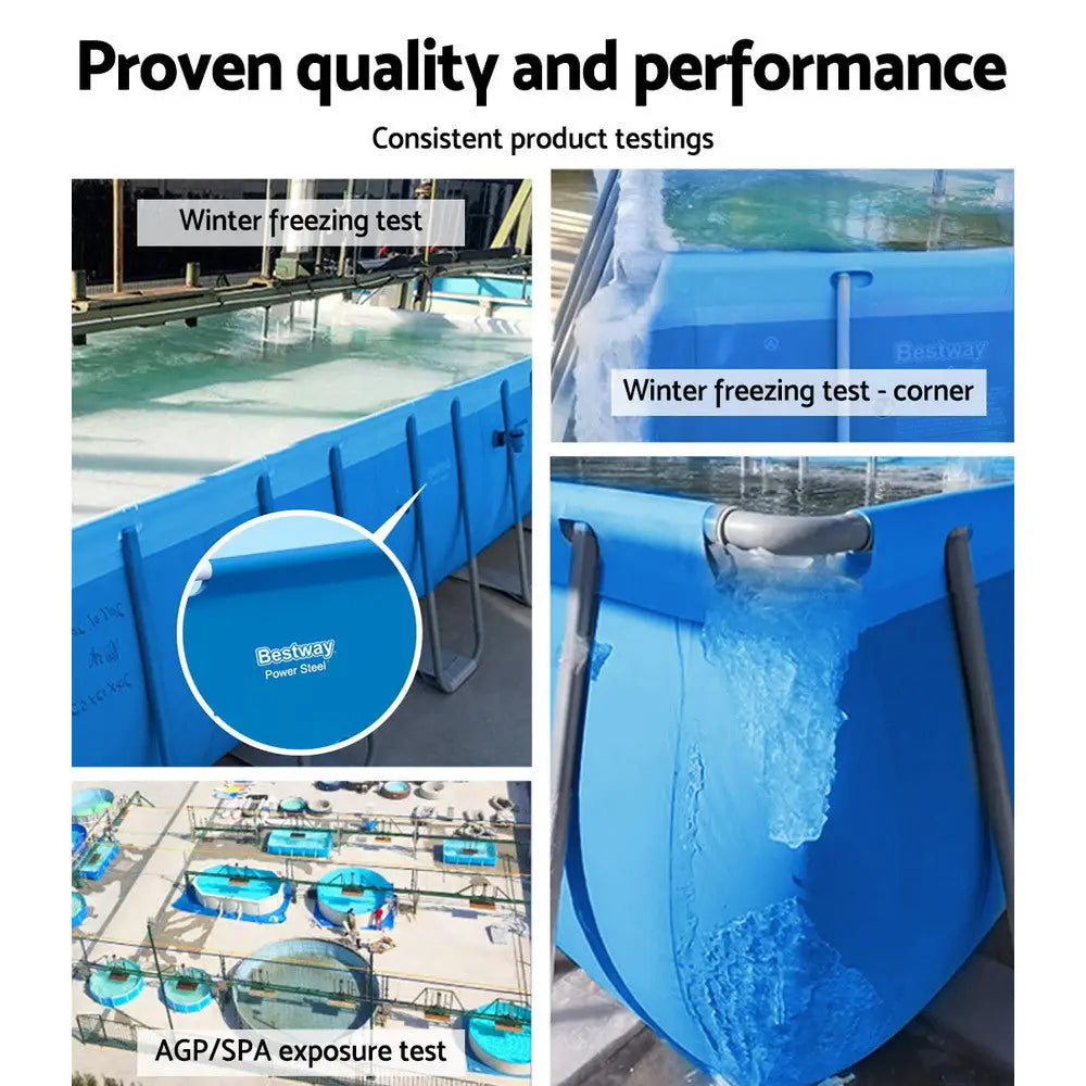 Bestway Swimming Pool 300x201x66cm Steel Frame Above Ground Pools W/ Filter Pump 3300l