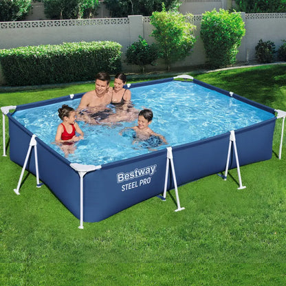 Bestway Swimming Pool 300x201x66cm Steel Frame Above Ground Pools W/ Filter Pump 3300l