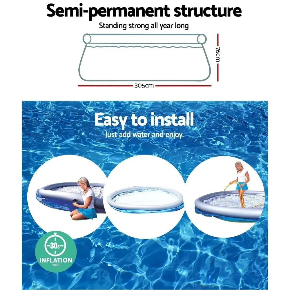 Bestway Swimming Pool 305x76cm Above Ground Round Inflatable Pools 3800l