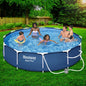 Bestway Swimming Pool 366x76cm Steel Frame Round Above Ground Pools W/ Filter Pump 6473l