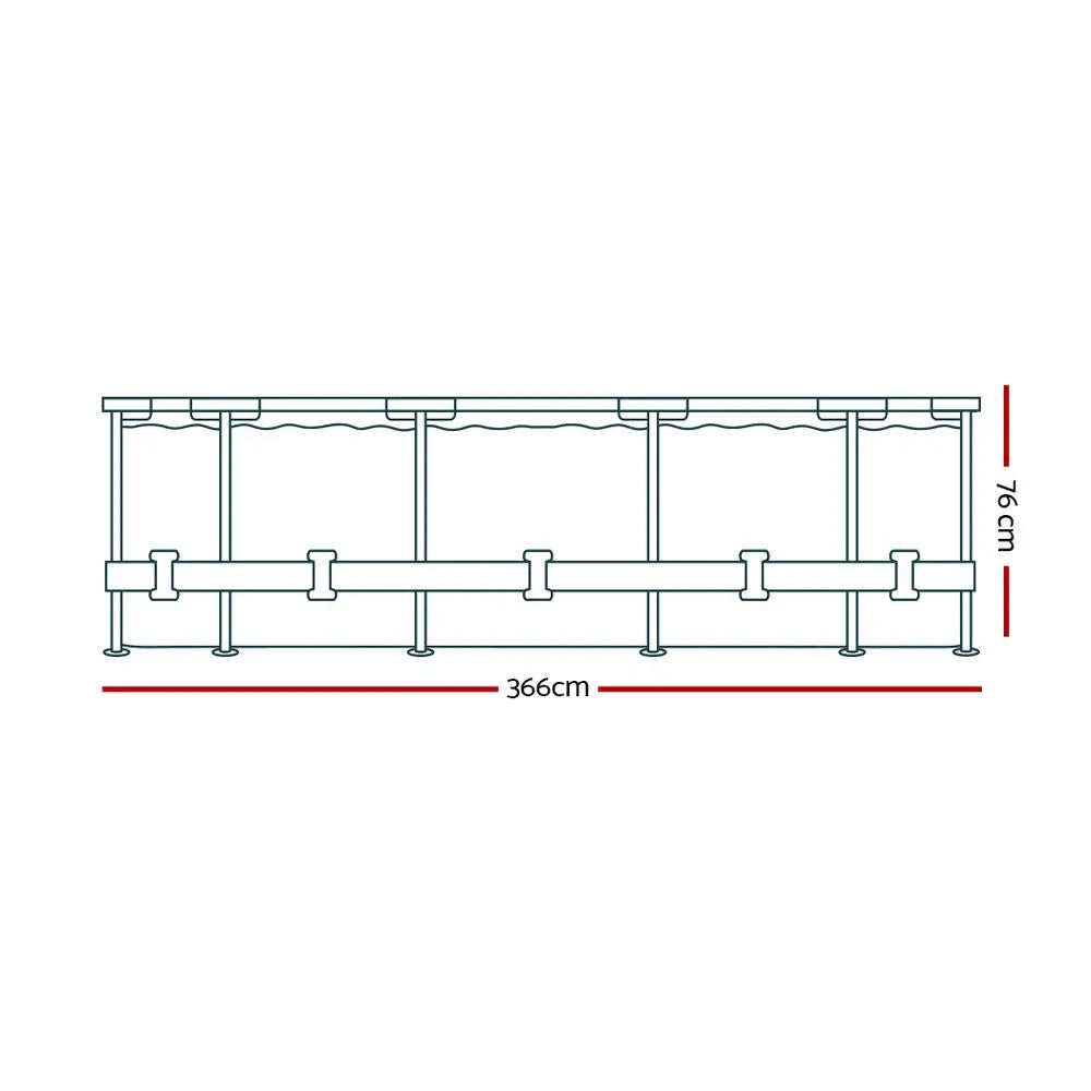 Bestway Swimming Pool 366x76cm Steel Frame Round Above Ground Pools W/ Filter Pump 6473l