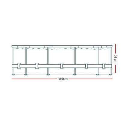 Bestway Swimming Pool 366x76cm Steel Frame Round Above Ground Pools W/ Filter Pump 6473l