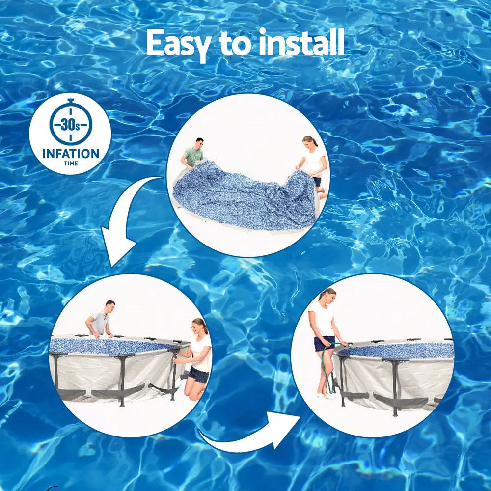 Bestway Swimming Pool 366x76cm Steel Frame Round Above Ground Pools W/ Filter Pump 6473l