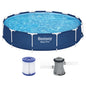 Bestway Swimming Pool 366x76cm Steel Frame Round Above Ground Pools W/ Filter Pump 6473l