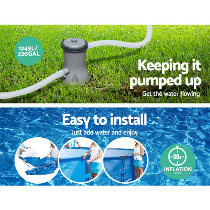 Bestway Swimming Pool 366x76cm Steel Frame Round Above Ground Pools W/ Filter Pump 6473l
