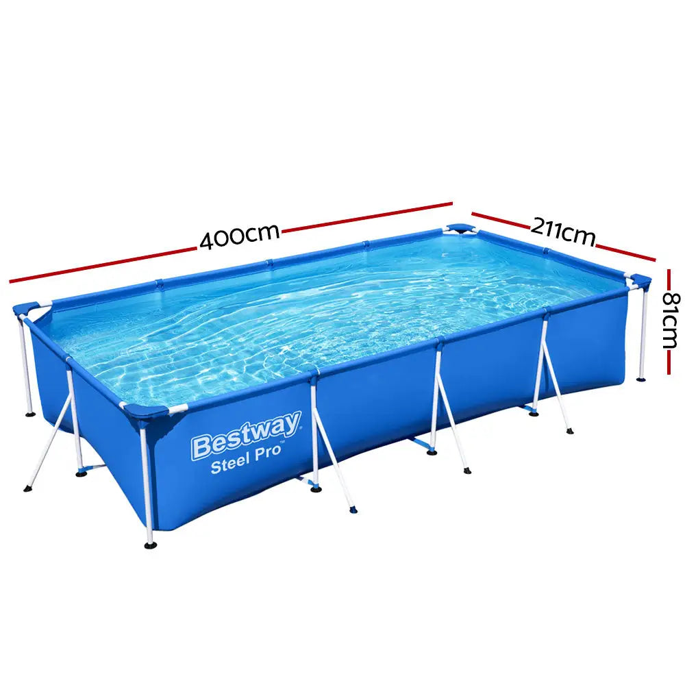 Bestway Swimming Pool 400x211x81cm Steel Frame Above Ground Pools 5700l